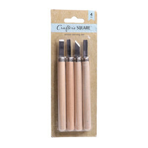 Crafters Square 4 Piece Wood Carving Set On Card - 5.25" Long